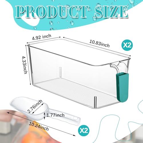 Havawish Ice Storage Bin and Flexible Scoop Set Plastic Freezer Bin - color: Blue, size: 10.83 x 4.92 x 4.33 in, style: Classic