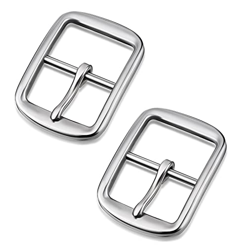 MTLEE 2 Pcs Square Belt Buckles 1.5 Inch Wide Stainless Steel, Silver