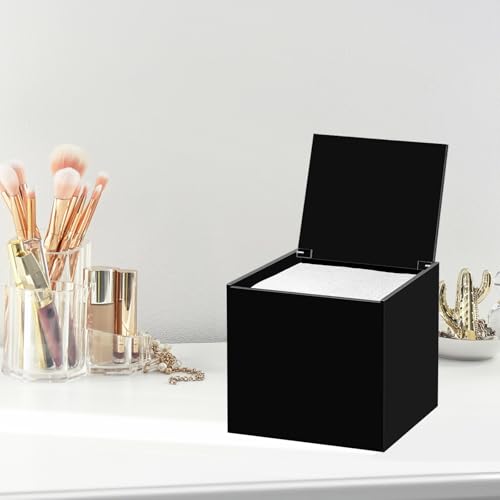 Face Towel Disposable Holder Container Acrylic Facial Towels Box, Black - color: Black