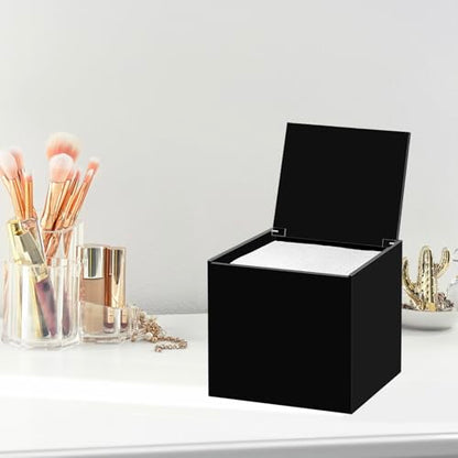 Face Towel Disposable Holder Container Acrylic Facial Towels Box, Black - color: Black