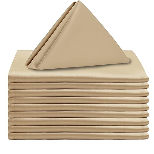 Your Chair Covers - 10 Pack 20 Inch Champagne L'Amour Satin Napkins – Oversized, Double Folded & Hemmed Table Napkins for Restaurants, Weddings & Holidays - color: Champagne