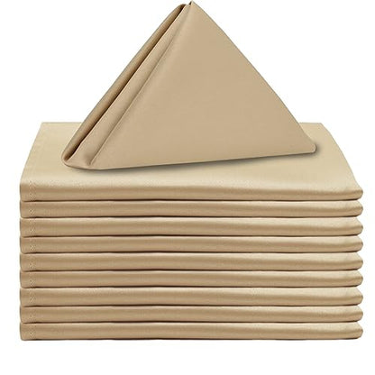 Your Chair Covers - 10 Pack 20 Inch Champagne L'Amour Satin Napkins – Oversized, Double Folded & Hemmed Table Napkins for Restaurants, Weddings & Holidays - color: Champagne