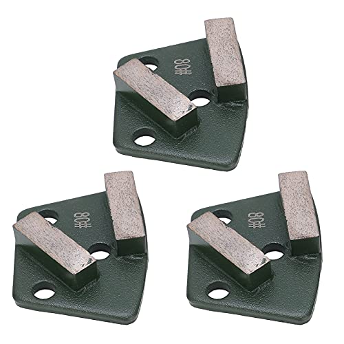 3PCS Trapezoid Grinding Shoes for Concrete - 80# Grit 2-Teeth Diamond Grinding Blocks for Floor Grinders Polishers (Green)