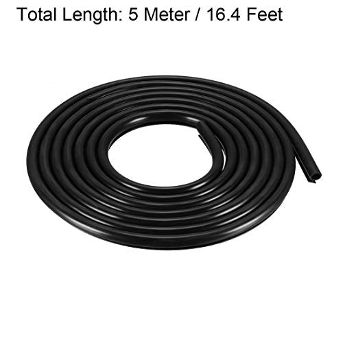 uxcell T-Slot Mount Window Weatherstrip Seal 7mm Bulb Bubble for 5mm Slot 5 Meters Long Black - color: Black, size: 5m