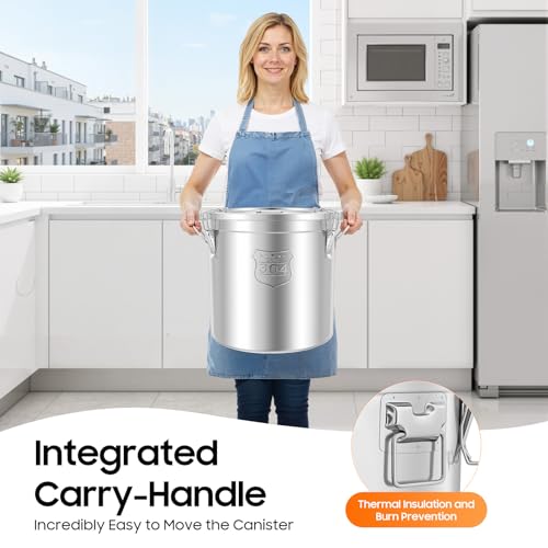 48L/12.68 Gal Stainless Steel Food Storage Container with Lid - size: 12.68 gal