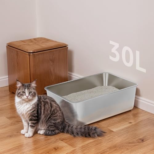 2 Pack Stainless Steel Litter Box-XXL Metal Litter Box for Big Cats 8IN Deep, Cat LitterBox-Pet Toilet Easy to Clean,High Sided Cat Litters Boxes Adult Cats,Non Stick, No Smell - color: 2pcs - 23.6" L x 15.7" W x 8" H