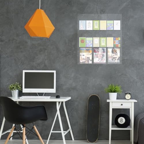 Acrylic Brochure Holder Wall Mount – 3 Magazine Racks & 12 Trifold Pamphlet Holders, Clear Literature Organizer for Office, Home, School, Clinic, Retail - Wall Mounted Flyer Display Rack, Transparent
