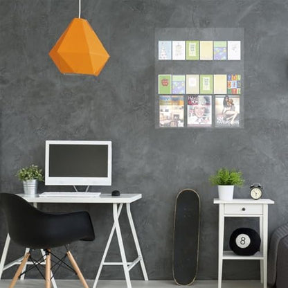 Acrylic Brochure Holder Wall Mount – 3 Magazine Racks & 12 Trifold Pamphlet Holders, Clear Literature Organizer for Office, Home, School, Clinic, Retail - Wall Mounted Flyer Display Rack, Transparent