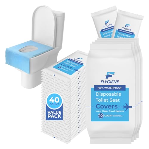 Disposable Toilet Seat Covers for Travel – Waterproof, Tear-Resistant XL Toilet Liners with 2 Layers of Protection – Individually Wrapped Travel Size Toiletries - 40 Count (4 Packs of 10) - size: 40 Count (4 Packs of 10)
