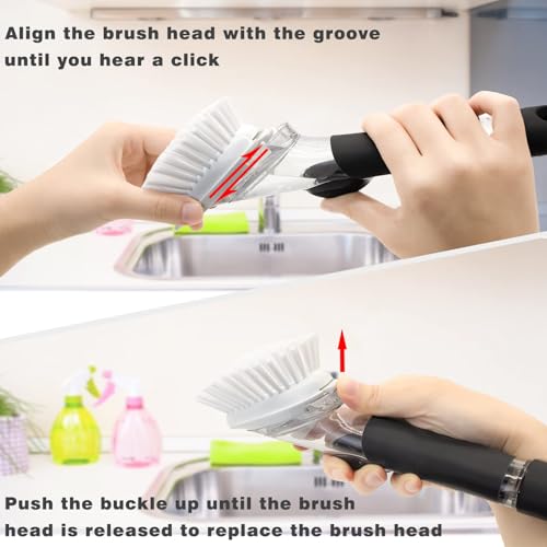 6 Pack Dish Brush Refills for OXO/RIMAY Soap Dispensing Dish Brush - color: White-6pack