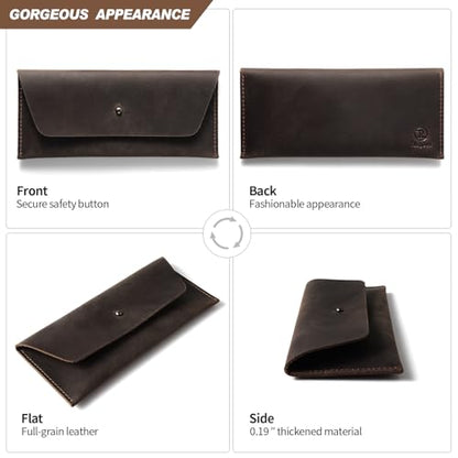 Ringsun Leather Money Cash Envelopes Wallet for Men, Money Bag Pouch Reusable Budget Envelope Wallet, Retro Clutch Wallet, Coffee - color: Coffee