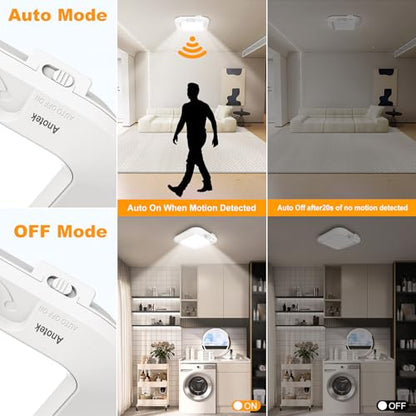 Motion Sensor Battery Powered Ceiling Light, Closet Light 2-Pack - color: 2Pack 6000K