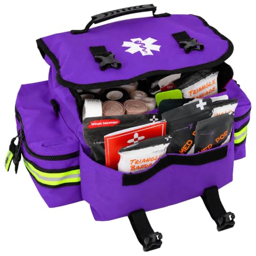 Lightning X Small Medic First Responder EMT Trauma Bag Stocked First Aid Trauma Fill Kit A (Purple) - color: Purple