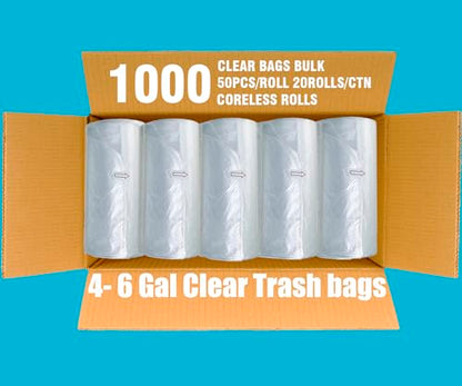 BEIDOU-PAC 4-6 Gallon Trash Bags, 1000 Count Bulk Value Pack, Clear Plastic Recycling Bags, Multi-purpose Garbage Bags for Business Home Bathroom Kitchen Commercial and Industrial - style: 4-6 Gallon |1000 Count(Value Pack)