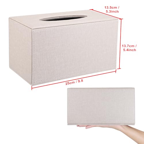 Sumnacon Tissue Box Cover Rectangle Linen Tissue Box Holder,Magnetic Bottom - color: Beige, size: Large