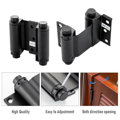 3" Double Action Spring Hinges, Self Closing Saloon Hinges, Black, 2 Pack - color: Matte Black