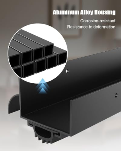 1 Pcs 1-3/4" x 36" U Shaped Aluminum Door Bottom Sweep, Black - size: 1 Pcs,Black