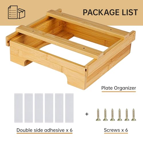 Paper Plate Dispenser - 9 inch Bamboo Paper Plate Dispenser Under Cabinet, Kitchen Counter Vertical Paper Plate Holder Organizer Countertop Caddy (Bamboo) - color: Natural, size: 9 Inch
