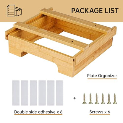 Paper Plate Dispenser - 9 inch Bamboo Paper Plate Dispenser Under Cabinet, Kitchen Counter Vertical Paper Plate Holder Organizer Countertop Caddy (Bamboo) - color: Natural, size: 9 Inch
