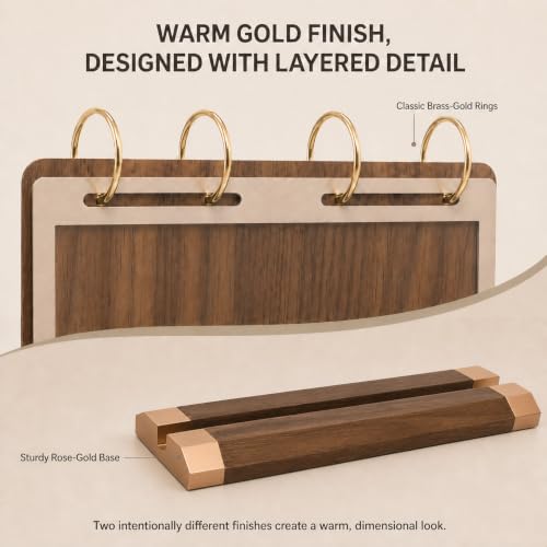 Flip Wooden Sign Holder 4 x 6 with Clear 4-Page PVC Sleeves, Vertical Tabletop Menu Display Stand for Restaurant, Office, Retail Store, Trade Show - size: 4x6, 1 Pack
