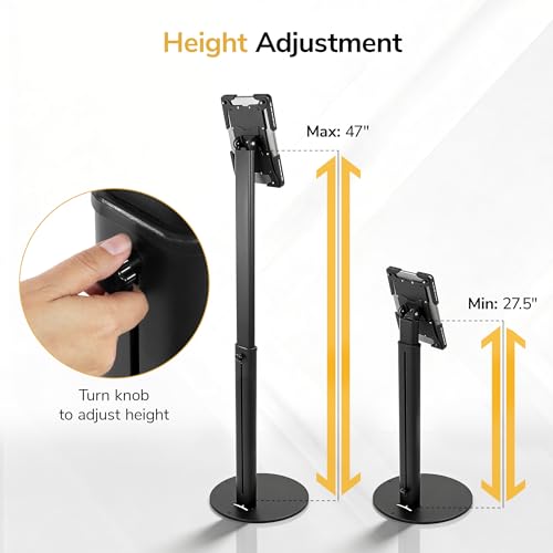 Mount-It! Anti-Theft Universal Tablet Floor Kiosk, Height Adjustable, Black - color: Black