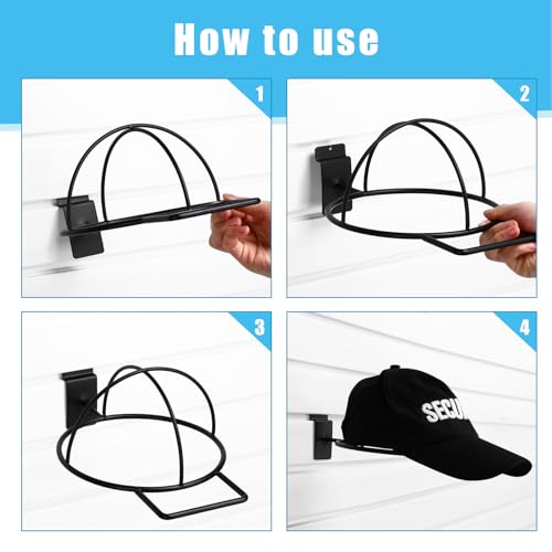 Kigley 6 Pcs Wire Hat Display for Baseball Caps Black Metal Slatwall Accessories Rack Retail Shelves for Merchandise Door Closet Office Bedroom(Square Brim,Black) - style: Square Brim