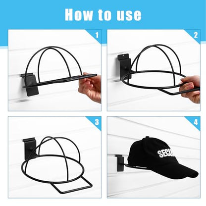 Kigley 6 Pcs Wire Hat Display for Baseball Caps Black Metal Slatwall Accessories Rack Retail Shelves for Merchandise Door Closet Office Bedroom(Square Brim,Black) - style: Square Brim