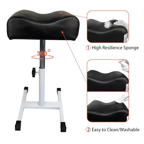 Pedicure Stand Stool Footrest Stand Adjustable Height Technician SPA Beauty Stand Stool with Non-Slip SPA Salon Home Equipment Black - color: Black+white