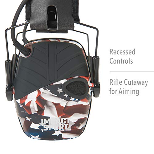 Howard Leight by Honeywell Impact Sport Sound Amplification Electronic Shooting Earmuff, ONE NATION - color: One Nation, size: Medium