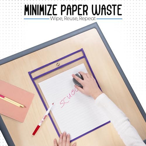 Essex Wares - 6 Pack, Purple Dry Erase Pockets, 10" Wide x 13.5" Tall - color: Purple