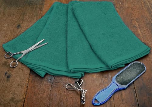 Salon Towels – Pack of 24 (16"x27") 100% Cotton Ring Spun (Not Bleach Proof) Ultra Soft, Highly Absorbent Hand Towels – Bulk for Spa, Gym & Salon (Dark Green) - color: Dark Green