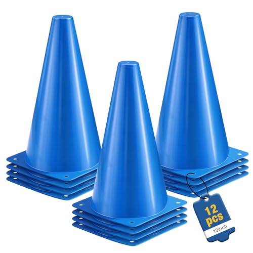 12 Inch Traffic Cones,12pcs Training Sports Cones,Parking Cones - color: blue