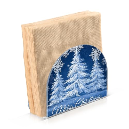 Blue Christmas Tree Napkin Holder for Table Acrylic Tissue Dispenser - color: Blue Christmas tree