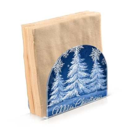Blue Christmas Tree Napkin Holder for Table Acrylic Tissue Dispenser - color: Blue Christmas tree