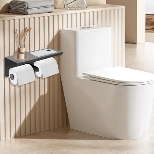 Double Toilet Paper Holder, Stainless Steel Tissue Paper Holder with Shelf Anti -Rust Toilet Paper Dispenser Wall Mounted for Bathroom (Grey New) - color: Grey New