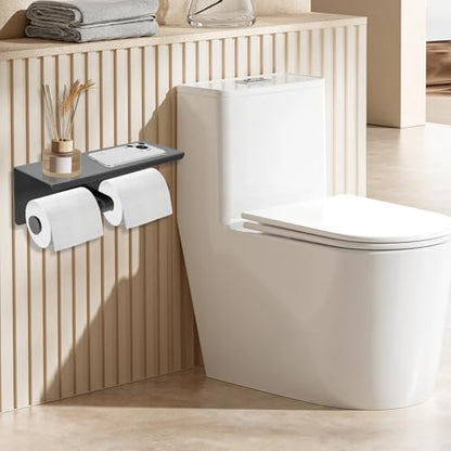 Double Toilet Paper Holder, Stainless Steel Tissue Paper Holder with Shelf Anti -Rust Toilet Paper Dispenser Wall Mounted for Bathroom (Grey New) - color: Grey New