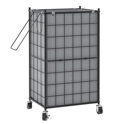 WOWLIVE Rolling Laundry Basket, Metal Wire Frame Laundry Hamper with Wheels - color: Grey, size: 100l