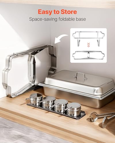 VEVOR Rectangle Chafing Dishes, 9 Qt 2 Pack Stainless Steel Chafing Dish, Food Warmer Chafer Complete Set with Hollow Handle, 1 Food Tongs, Lid, Canister Holder, Chafer Dishes for Banquet Wedding - size: 2 PACKS