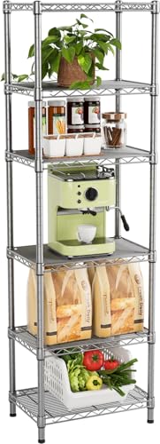 Golpart 6Tier Adjustable Storage Shelves Metal Wire Shelving Standing Shelf - color: Grey, size: 6-tier-10"Dx16"Wx63"H