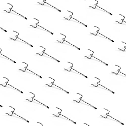 HUHOLE 50 Pack 2 Inch Silver Pegboard Hooks with Rubber Tips - color: Silver, size: 2 Inch