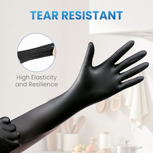 Borje Nitrile Gloves Small, 100 Count Disposable Gloves, Black, Latex-Free Powder-Free, Medical Exam, Food Safe, Cleaning, Cooking - color: Black, size: Small