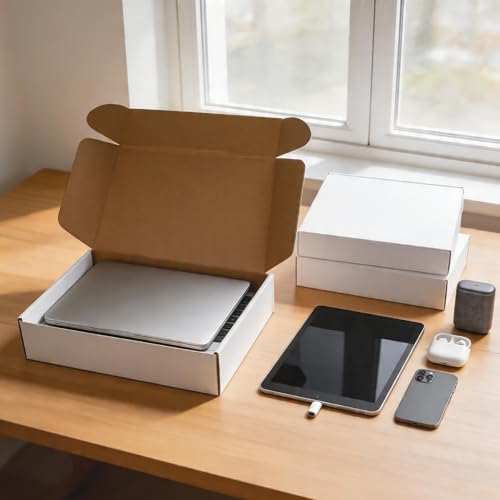 Fishat 13" x 10" x 4" White Corrugated Cardboard Shipping Boxes Set of 15 - size: 13" x 10" x 4"