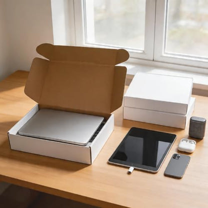 Fishat 13" x 10" x 4" White Corrugated Cardboard Shipping Boxes Set of 15 - size: 13" x 10" x 4"
