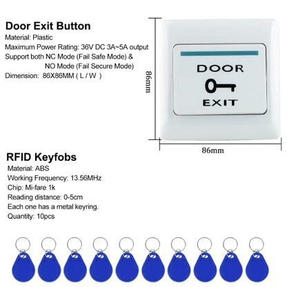 WiFi Tuya APP Access Control System Waterproof Kits RFID Keypad Controller 125KHz 13.56MHz + Door Electric Strike Lock + DC12V Power Supply, 10,000 Large User Capacity