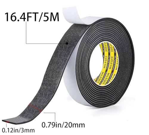 Single-Sided Adhesive Foam Tape EVA Black,0.8in x 16.4FT - color: Black, size: 0.8 Inch x 16.4 FT