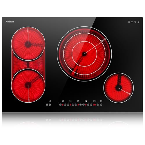 Karinear Electric Cooktop 30 Inch, 4 Burners Electric Stove Top, Drop-in - color: 30 inch 4 burner
