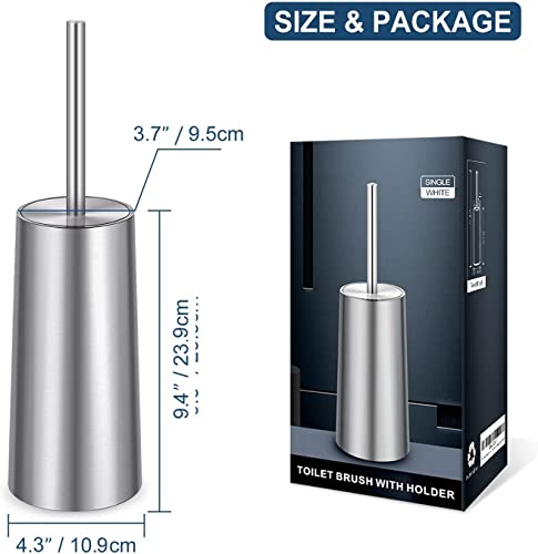 Toilet Brush and Holder, Toilet Brush 304 Stainless Steel, Toilet Bowl Brush for Bathroom Toilet-Ergonomic, Elegant,Durable - color: Silver