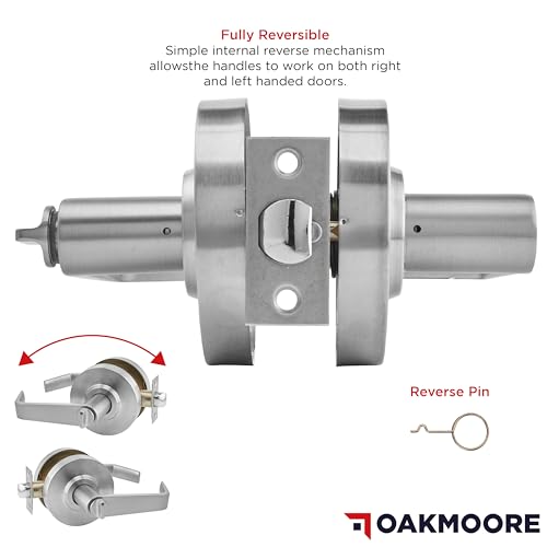 OAKMOORE Keyed Entry Commercial Door Handle | Heavy Duty Commercial Door Locks with Indicator | Restaurant, Store, Hospital, Warehouse | Locking Occupied Door Lever Lock with Key (Silver)