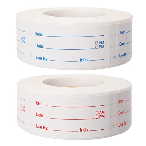 2 Rolls 1000 Pieces Removable Food Labels, 1 x 2 Inch