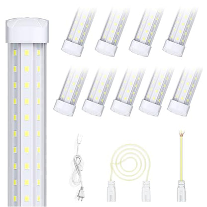 8FT 10 Pack LED Shop Lights, 120W 19200LM 6000K Garage Lighting - size: 19200LM-10Pack-300° Wide Beam